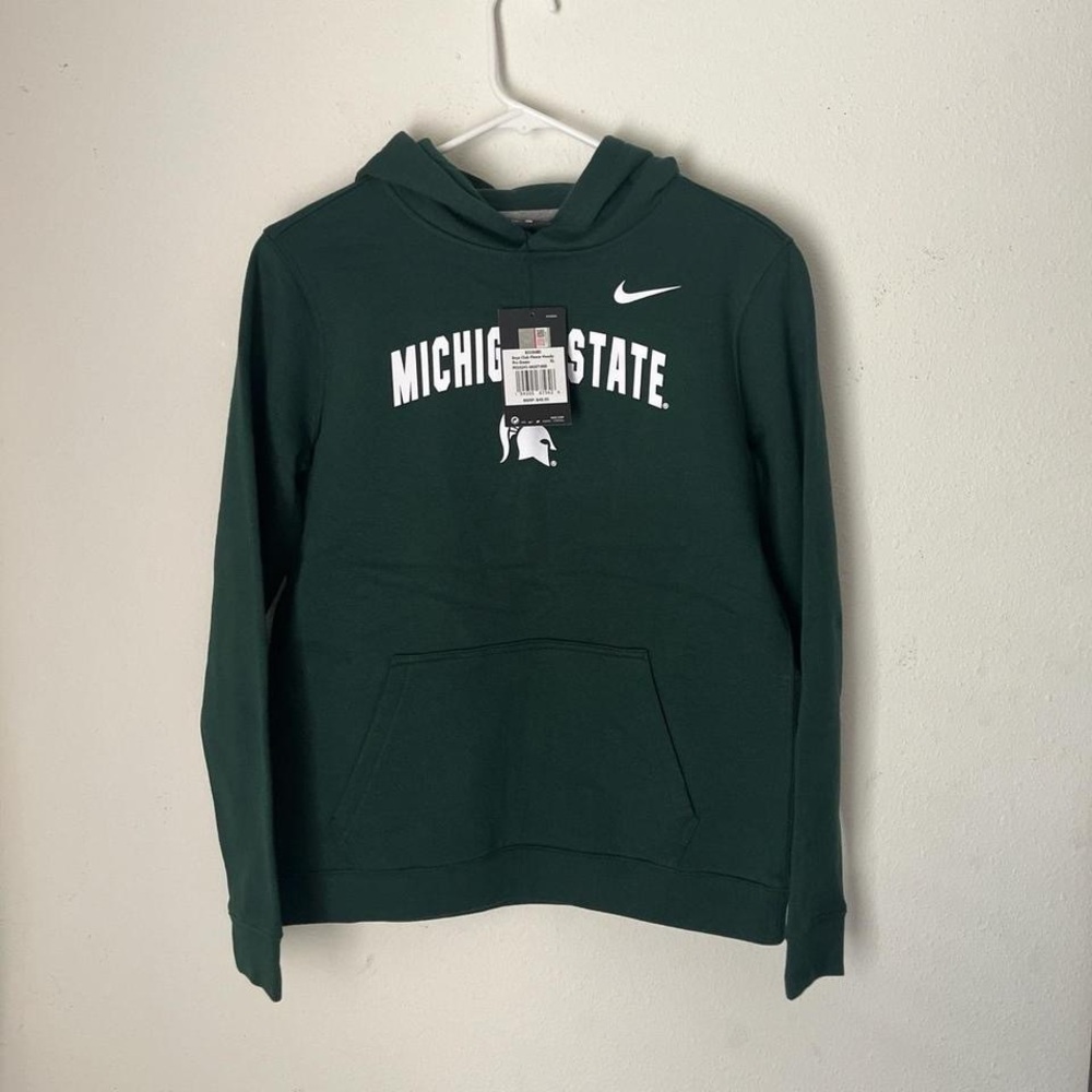 Youth Green Nike Hoodie Sweatshirt Green Michigan State Spartans NEW WITH TAGS